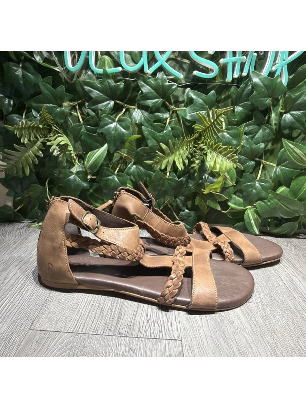 Roan by Bed Stu Posey F990005 Womens Brown Braid Leather Strap Sandals Shoes 11